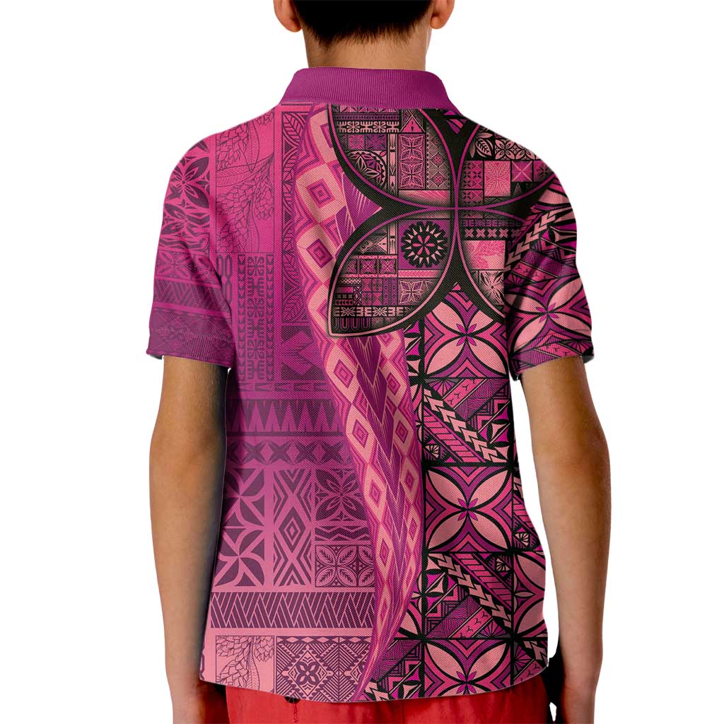 Samoan Pacific Tribal Flower Geometric Art Tattoos Kid Polo Shirt Siapo Pattern Romantic Rose - Polynesian Pride