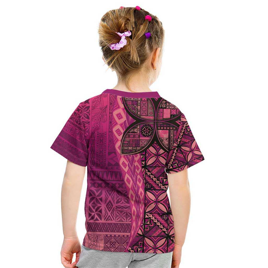 Samoan Pacific Tribal Flower Geometric Art Tattoos Kid T Shirt Siapo Pattern Romantic Rose - Polynesian Pride