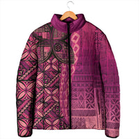 Samoan Pacific Tribal Flower Geometric Art Tattoos Padded Jacket Siapo Pattern Romantic Rose - Polynesian Pride
