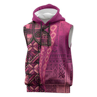 Samoan Pacific Tribal Flower Geometric Art Tattoos Sleeveless Hoodie Siapo Pattern Romantic Rose - Polynesian Pride