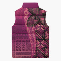 Samoan Pacific Tribal Flower Geometric Art Tattoos Sleeveless Puffer Jacket Siapo Pattern Romantic Rose - Polynesian Pride