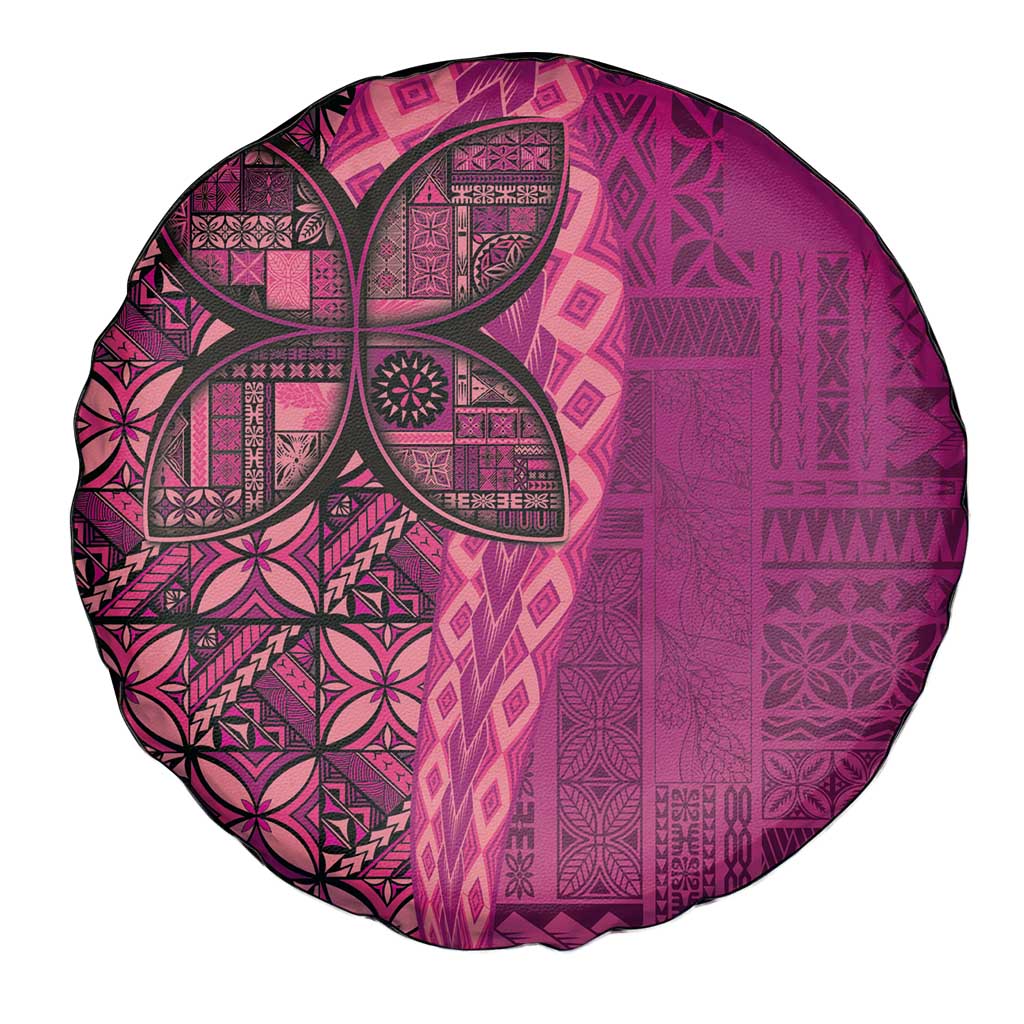Samoan Pacific Tribal Flower Geometric Art Tattoos Spare Tire Cover Siapo Pattern Romantic Rose - Polynesian Pride