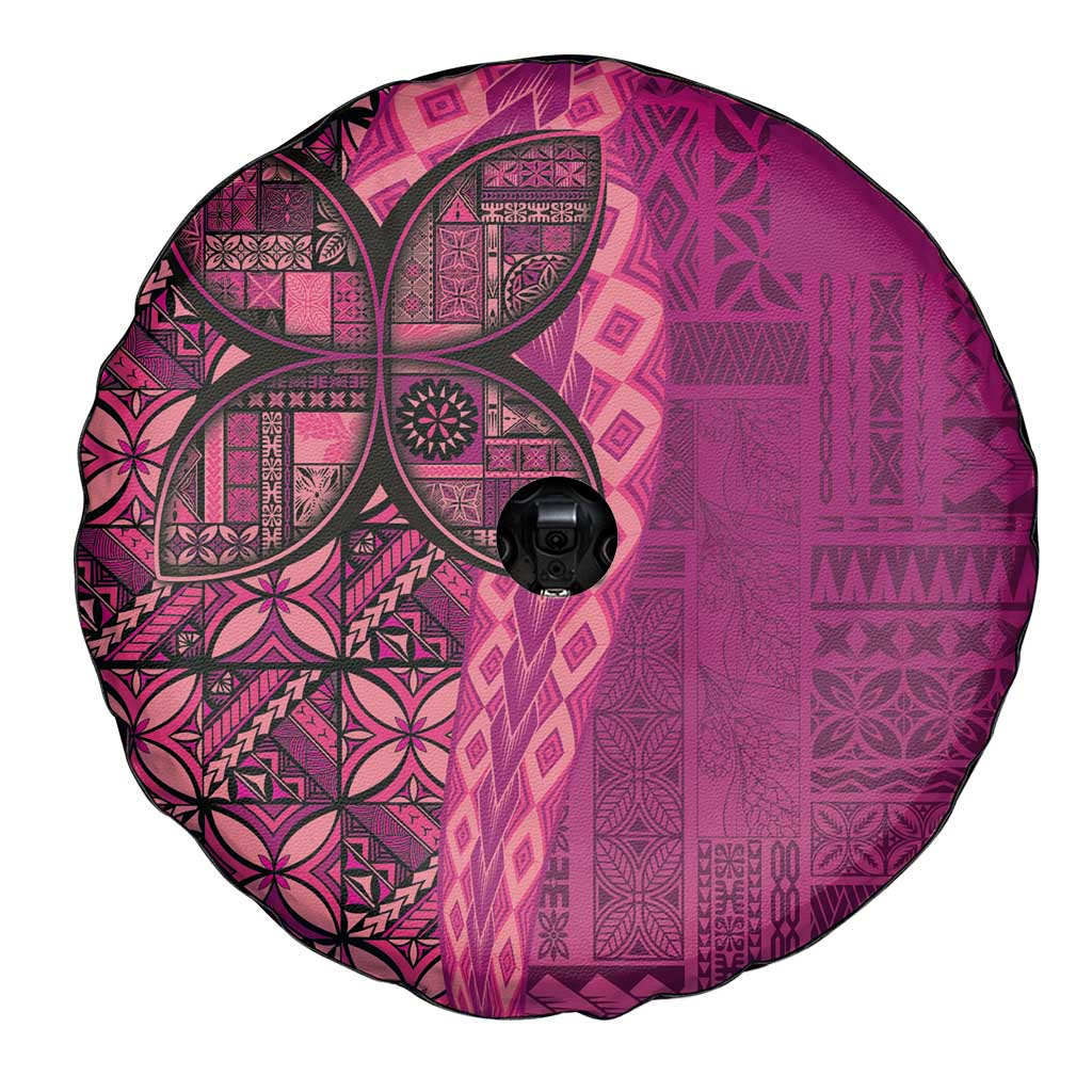 Samoan Pacific Tribal Flower Geometric Art Tattoos Spare Tire Cover Siapo Pattern Romantic Rose - Polynesian Pride