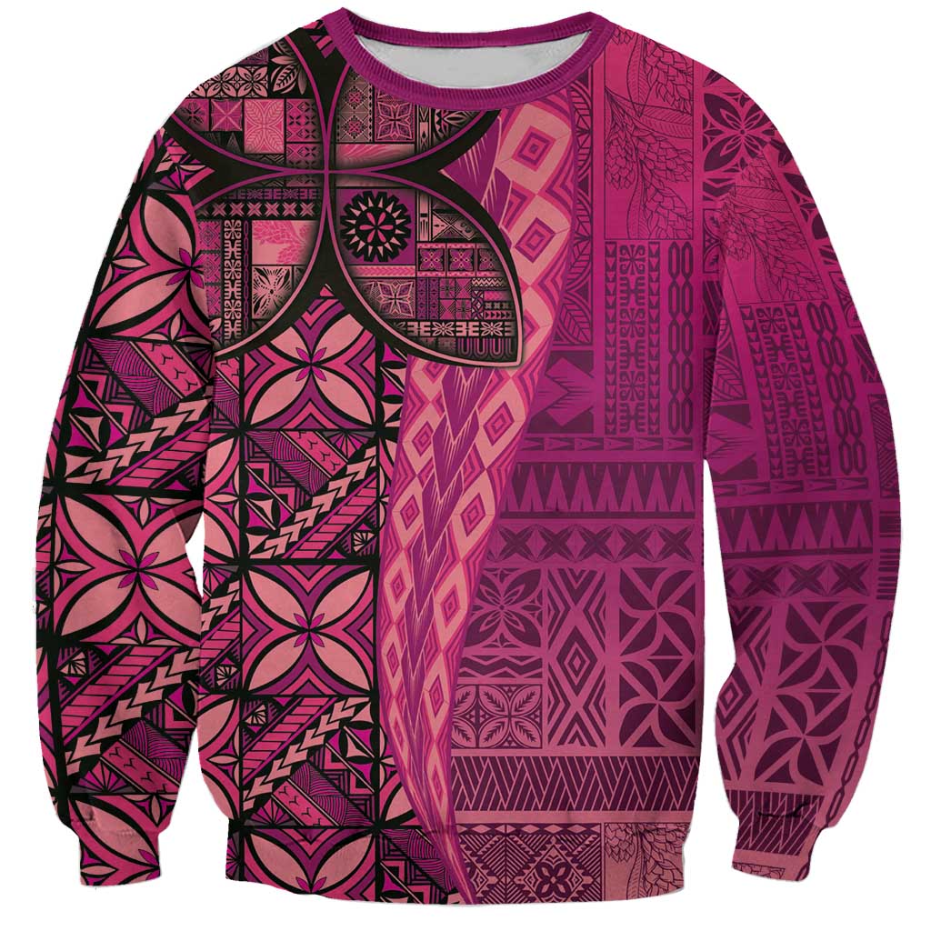 Samoan Pacific Tribal Flower Geometric Art Tattoos Sweatshirt Siapo Pattern Romantic Rose - Polynesian Pride