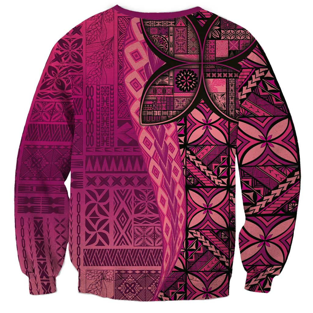 Samoan Pacific Tribal Flower Geometric Art Tattoos Sweatshirt Siapo Pattern Romantic Rose - Polynesian Pride