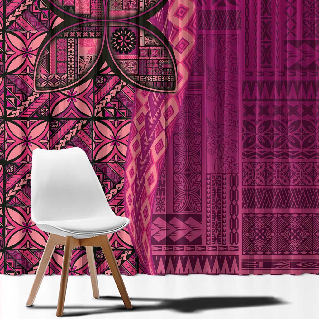 Samoan Pacific Tribal Flower Geometric Art Tattoos Window Curtain Siapo Pattern Romantic Rose - Polynesian Pride