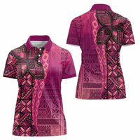 Samoan Pacific Tribal Flower Geometric Art Tattoos Women Polo Shirt Siapo Pattern Romantic Rose - Polynesian Pride