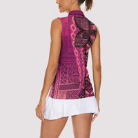 Samoan Pacific Tribal Flower Geometric Art Tattoos Women Sleeveless Polo Shirt Siapo Pattern Romantic Rose - Polynesian Pride