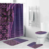 Samoan Pacific Tribal Flower Geometric Art Tattoos Bathroom Set Siapo Pattern Purple Haze - Polynesian Pride