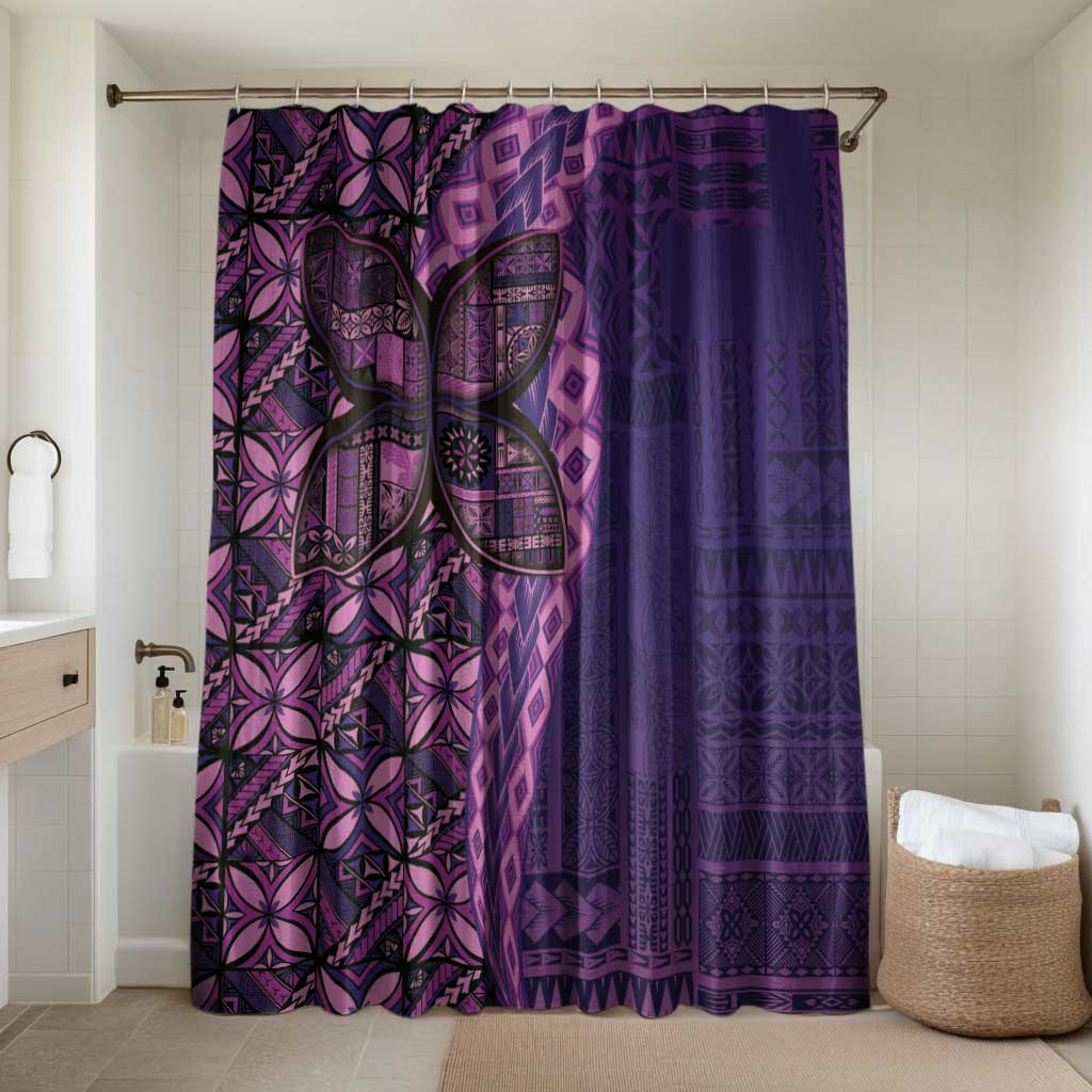 Samoan Pacific Tribal Flower Geometric Art Tattoos Bathroom Set Siapo Pattern Purple Haze - Polynesian Pride