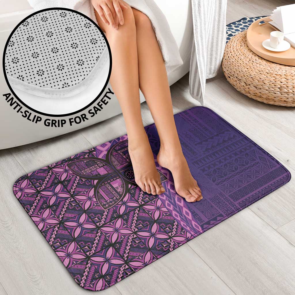 Samoan Pacific Tribal Flower Geometric Art Tattoos Bathroom Set Siapo Pattern Purple Haze - Polynesian Pride