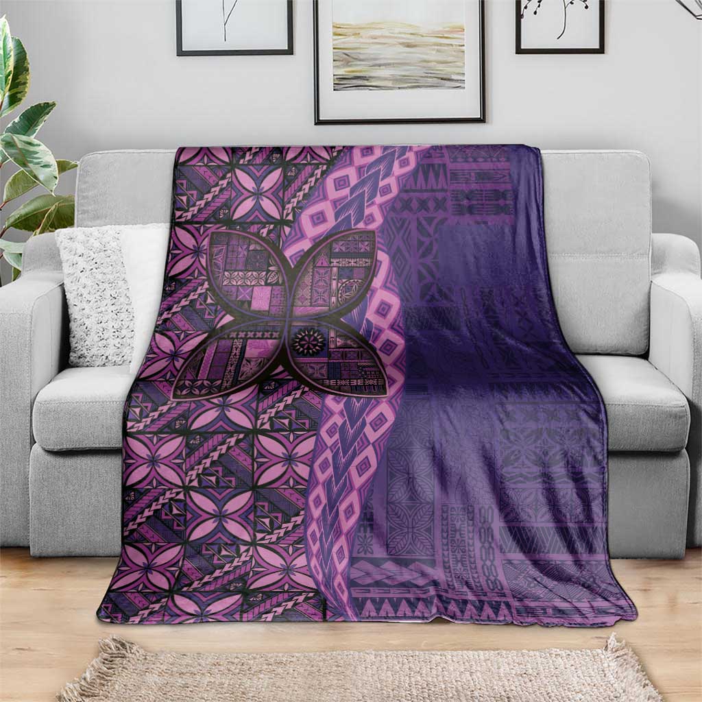Samoan Pacific Tribal Flower Geometric Art Tattoos Blanket Siapo Pattern Purple Haze - Polynesian Pride