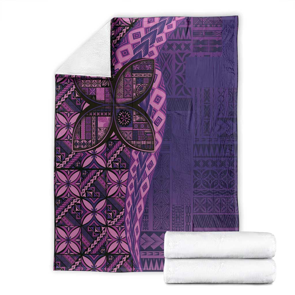 Samoan Pacific Tribal Flower Geometric Art Tattoos Blanket Siapo Pattern Purple Haze - Polynesian Pride