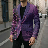 Samoan Pacific Tribal Flower Geometric Art Tattoos Blazer Siapo Pattern Purple Haze - Polynesian Pride
