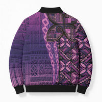 Samoan Pacific Tribal Flower Geometric Art Tattoos Bomber Puffer Jacket Siapo Pattern Purple Haze - Polynesian Pride