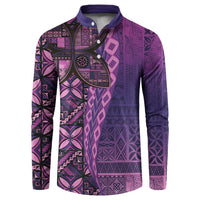 Samoan Pacific Tribal Flower Geometric Art Tattoos Button Sweatshirt Siapo Pattern Purple Haze - Polynesian Pride
