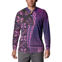 Samoan Pacific Tribal Flower Geometric Art Tattoos Button Sweatshirt Siapo Pattern Purple Haze - Polynesian Pride