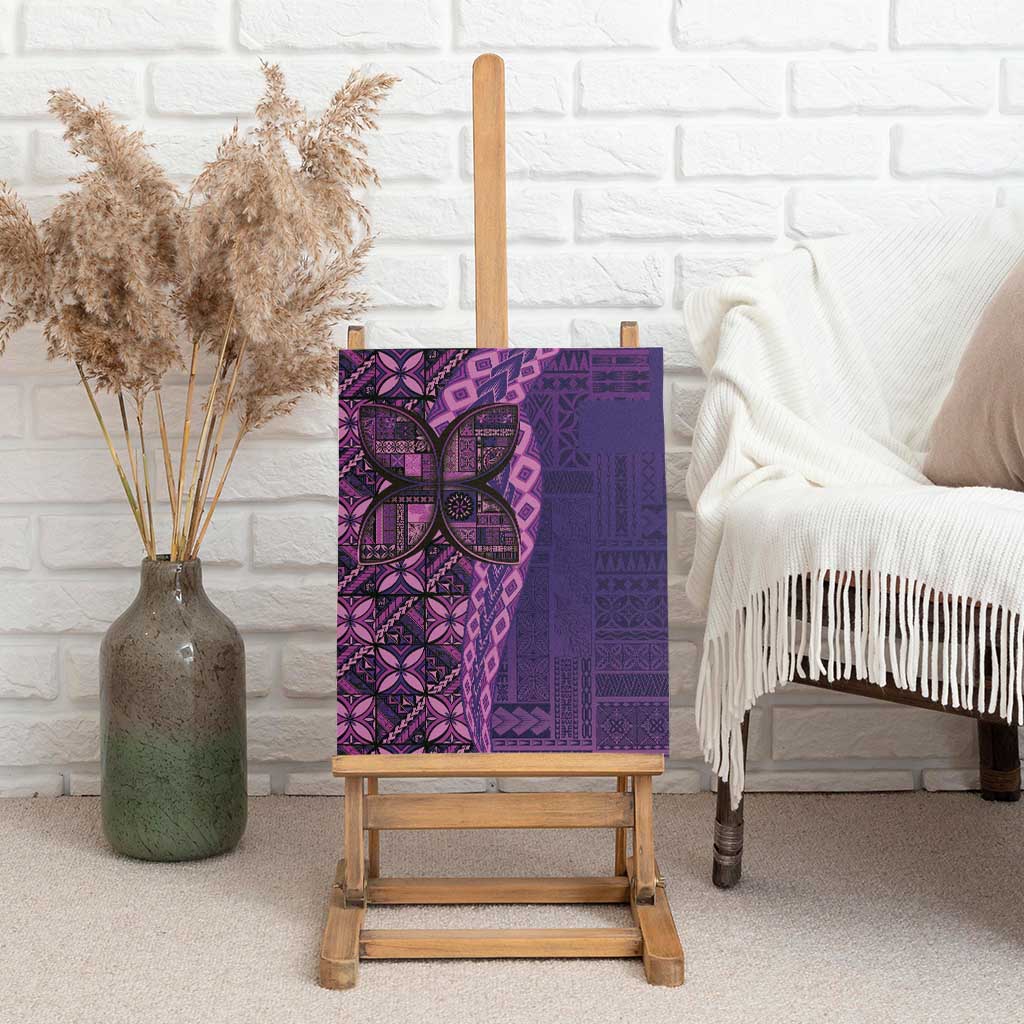 Samoan Pacific Tribal Flower Geometric Art Tattoos Canvas Wall Art Siapo Pattern Purple Haze - Polynesian Pride
