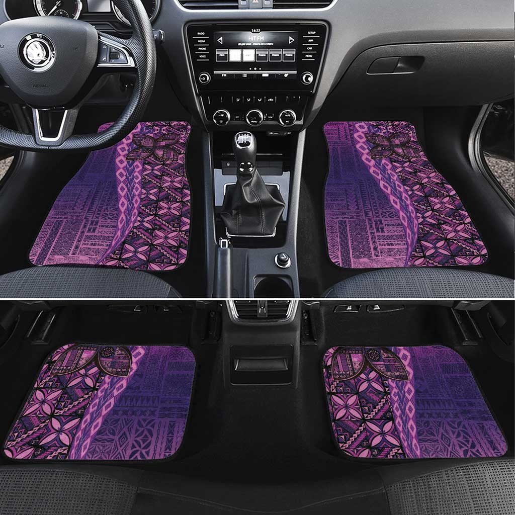 Samoan Pacific Tribal Flower Geometric Art Tattoos Car Mats Siapo Pattern Purple Haze - Polynesian Pride