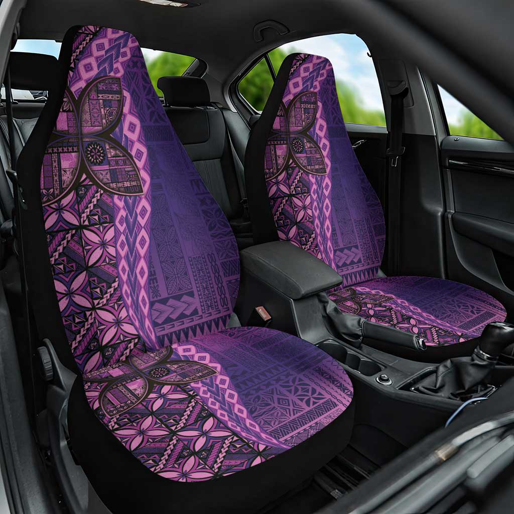 Samoan Pacific Tribal Flower Geometric Art Tattoos Car Seat Cover Siapo Pattern Purple Haze - Polynesian Pride