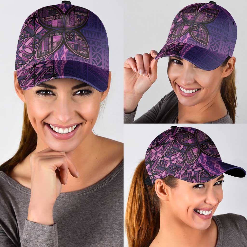 Samoan Pacific Tribal Flower Geometric Art Tattoos Classic Cap Siapo Pattern Purple Haze - Polynesian Pride