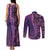 Samoan Pacific Tribal Flower Geometric Art Tattoos Couples Matching Tank Maxi Dress and Long Sleeve Button Shirt Siapo Pattern Purple Haze - Polynesian Pride