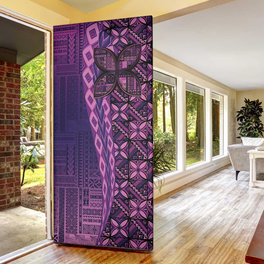 Samoan Pacific Tribal Flower Geometric Art Tattoos Door Cover Siapo Pattern Purple Haze - Polynesian Pride