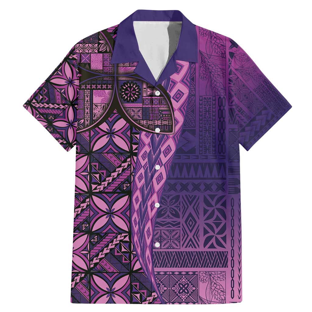 Samoan Pacific Tribal Flower Geometric Art Tattoos Family Matching Mermaid Dress and Hawaiian Shirt Siapo Pattern Purple Haze - Polynesian Pride