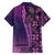 Samoan Pacific Tribal Flower Geometric Art Tattoos Family Matching Off Shoulder Maxi Dress and Hawaiian Shirt Siapo Pattern Purple Haze - Polynesian Pride