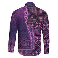 Samoan Pacific Tribal Flower Geometric Art Tattoos Family Matching Short Sleeve Bodycon Dress and Hawaiian Shirt Siapo Pattern Purple Haze - Polynesian Pride