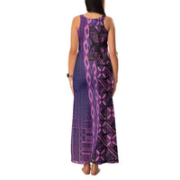 Samoan Pacific Tribal Flower Geometric Art Tattoos Family Matching Tank Maxi Dress and Hawaiian Shirt Siapo Pattern Purple Haze - Polynesian Pride