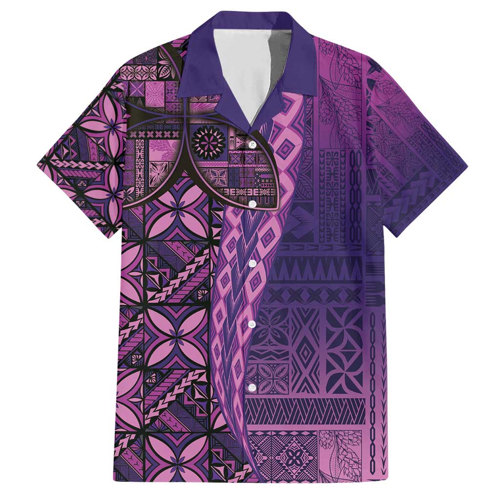 Samoan Pacific Tribal Flower Geometric Art Tattoos Hawaiian Shirt Siapo Pattern Purple Haze - Polynesian Pride