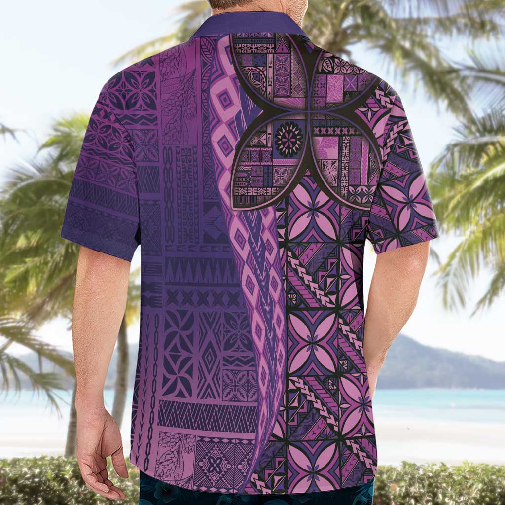 Samoan Pacific Tribal Flower Geometric Art Tattoos Hawaiian Shirt Siapo Pattern Purple Haze - Polynesian Pride