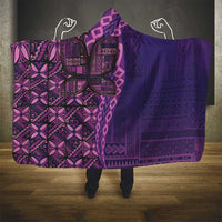 Samoan Pacific Tribal Flower Geometric Art Tattoos Hooded Blanket Siapo Pattern Purple Haze - Polynesian Pride