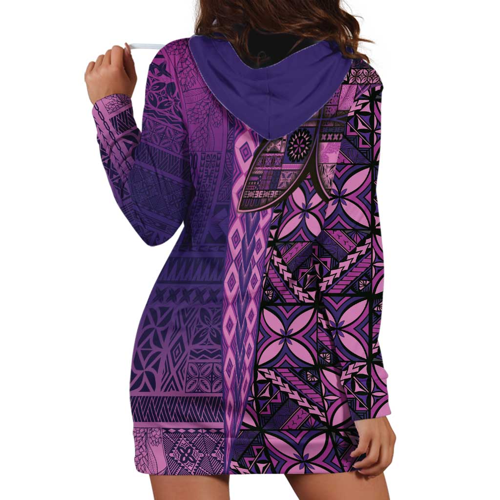 Samoan Pacific Tribal Flower Geometric Art Tattoos Hoodie Dress Siapo Pattern Purple Haze - Polynesian Pride