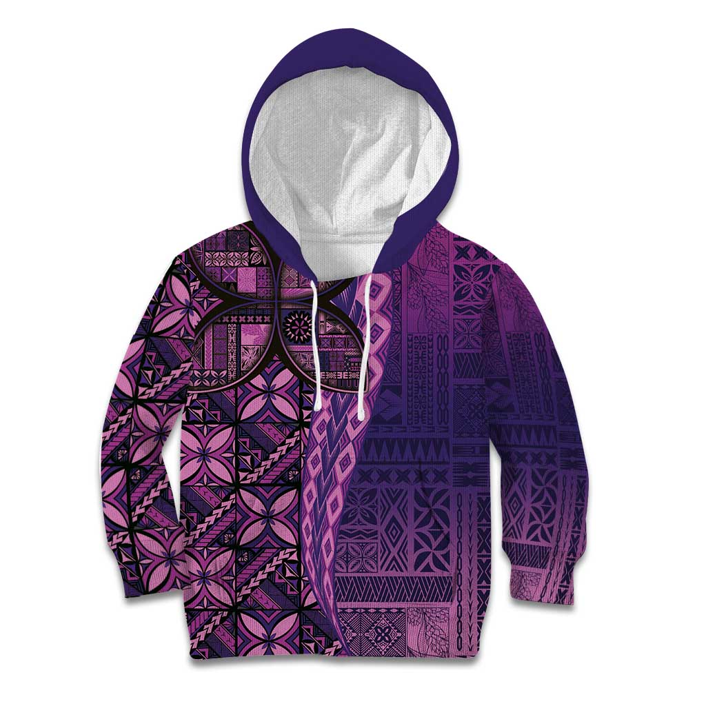 Samoan Pacific Tribal Flower Geometric Art Tattoos Kid Hoodie Siapo Pattern Purple Haze - Polynesian Pride