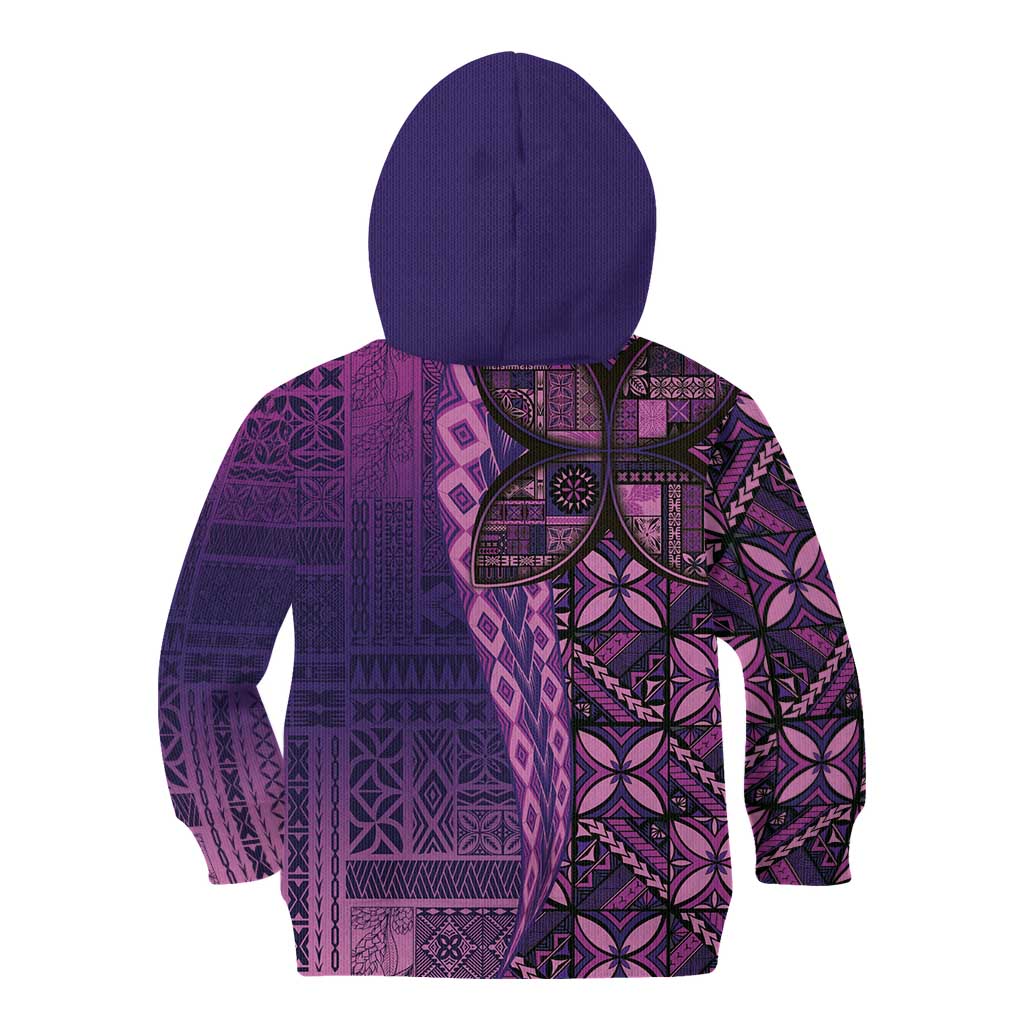 Samoan Pacific Tribal Flower Geometric Art Tattoos Kid Hoodie Siapo Pattern Purple Haze - Polynesian Pride