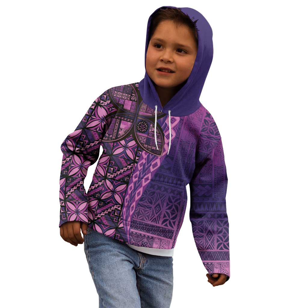 Samoan Pacific Tribal Flower Geometric Art Tattoos Kid Hoodie Siapo Pattern Purple Haze - Polynesian Pride