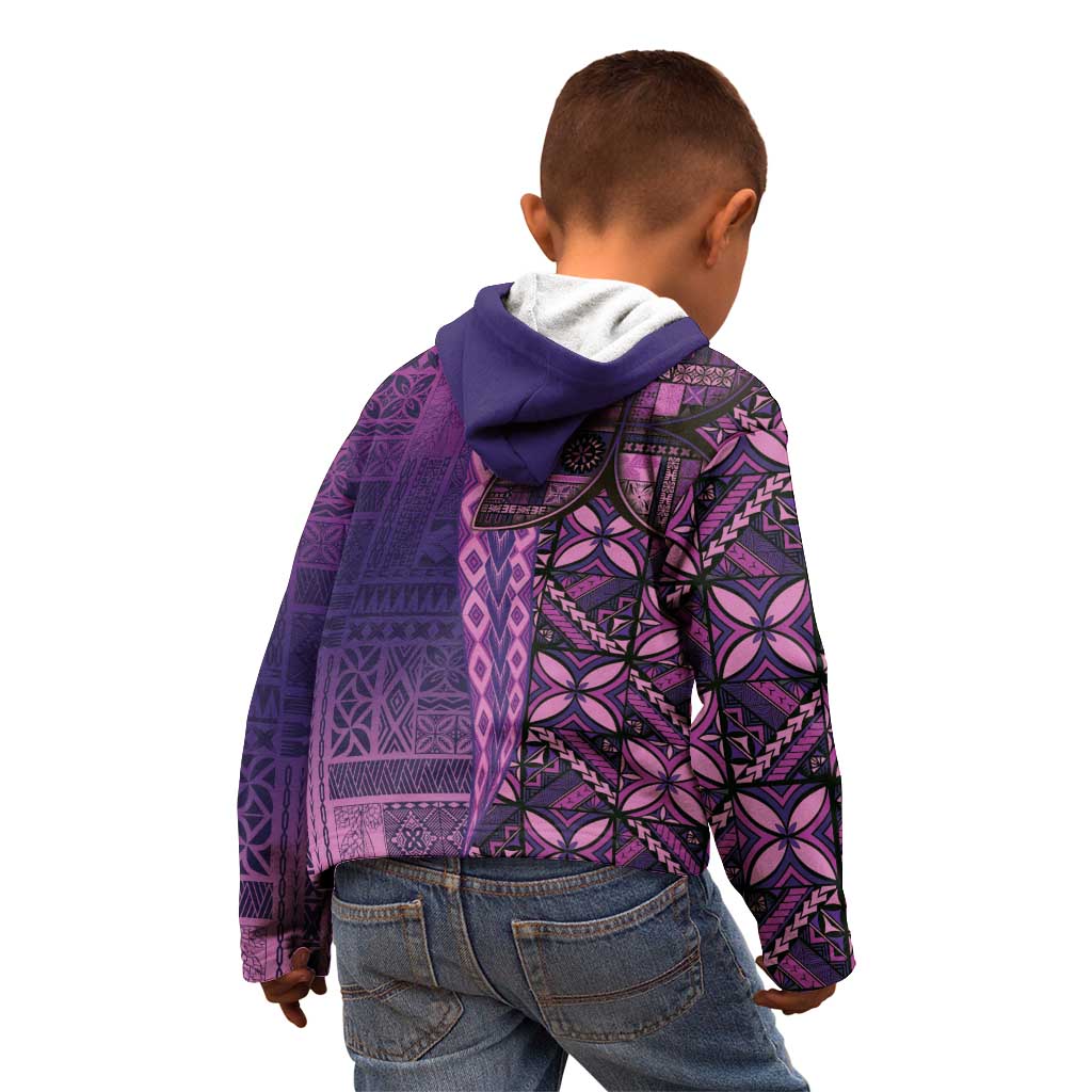 Samoan Pacific Tribal Flower Geometric Art Tattoos Kid Hoodie Siapo Pattern Purple Haze - Polynesian Pride