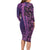 Samoan Pacific Tribal Flower Geometric Art Tattoos Long Sleeve Bodycon Dress Siapo Pattern Purple Haze - Polynesian Pride