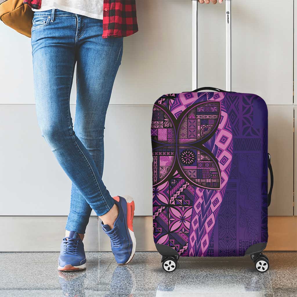 Samoan Pacific Tribal Flower Geometric Art Tattoos Luggage Cover Siapo Pattern Purple Haze - Polynesian Pride