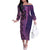 Samoan Pacific Tribal Flower Geometric Art Tattoos Off The Shoulder Long Sleeve Dress Siapo Pattern Purple Haze - Polynesian Pride