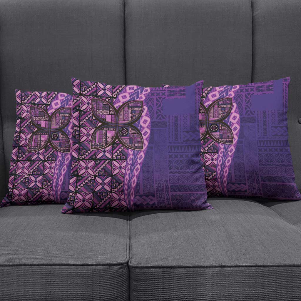 Samoan Pacific Tribal Flower Geometric Art Tattoos Pillow Cover Siapo Pattern Purple Haze - Polynesian Pride