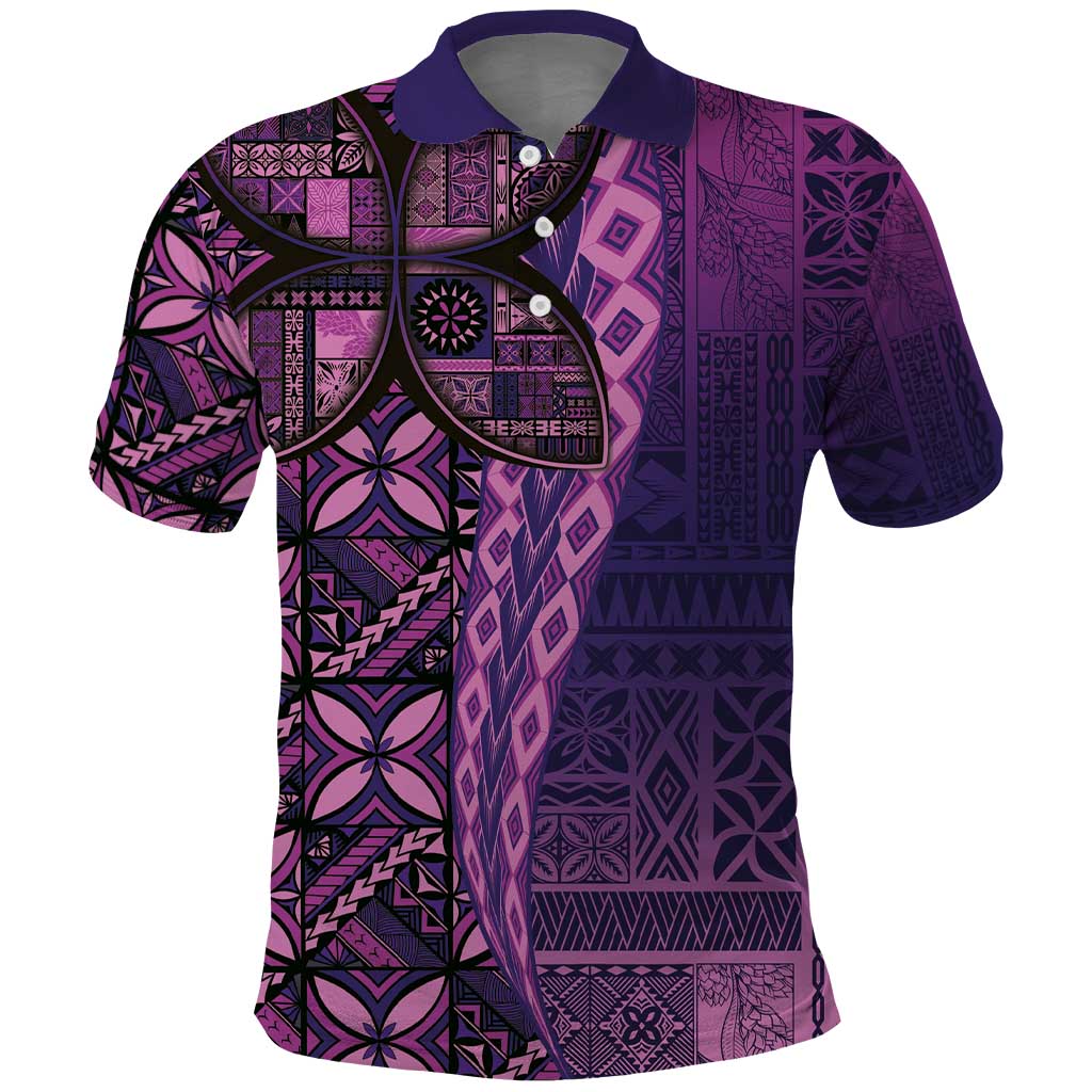 Samoan Pacific Tribal Flower Geometric Art Tattoos Polo Shirt Siapo Pattern Purple Haze LT03 Purple - Polynesian Pride