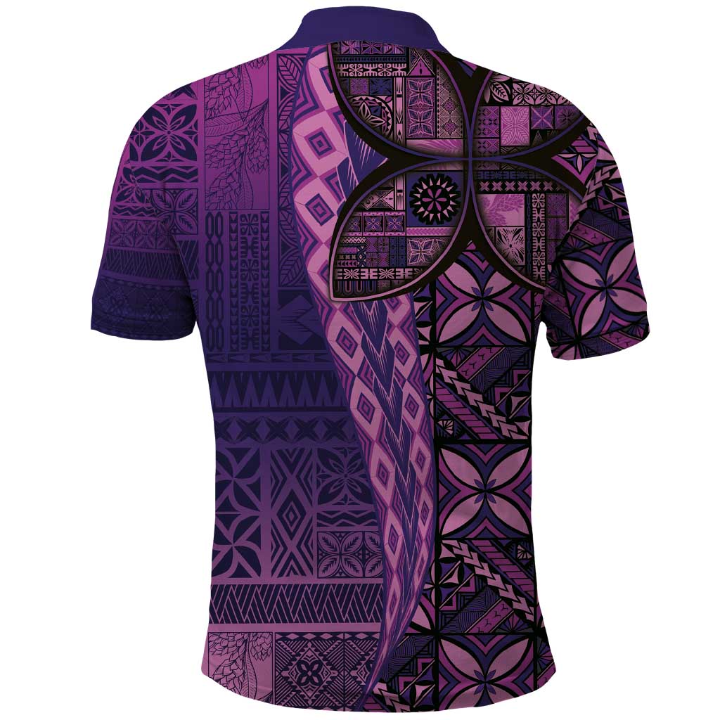 Samoan Pacific Tribal Flower Geometric Art Tattoos Polo Shirt Siapo Pattern Purple Haze LT03 - Polynesian Pride