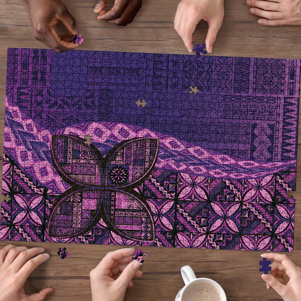 Samoan Pacific Tribal Flower Geometric Art Tattoos Puzzle Siapo Pattern Purple Haze - Polynesian Pride