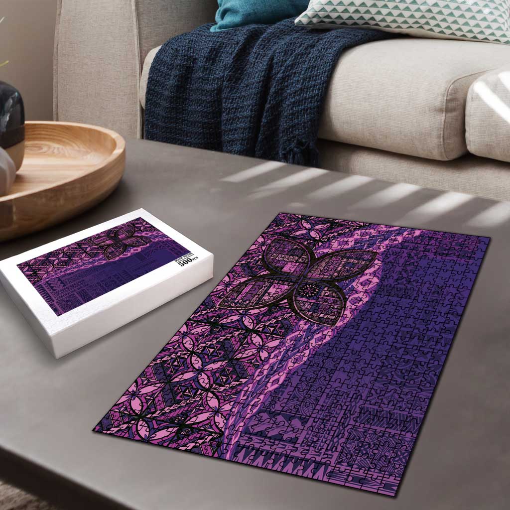 Samoan Pacific Tribal Flower Geometric Art Tattoos Puzzle Siapo Pattern Purple Haze - Polynesian Pride