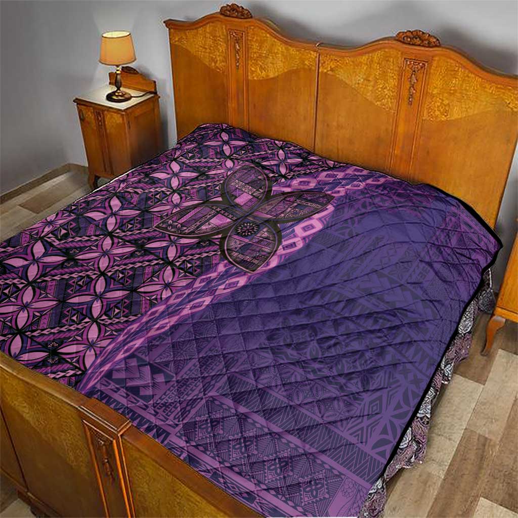 Samoan Pacific Tribal Flower Geometric Art Tattoos Quilt Siapo Pattern Purple Haze - Polynesian Pride