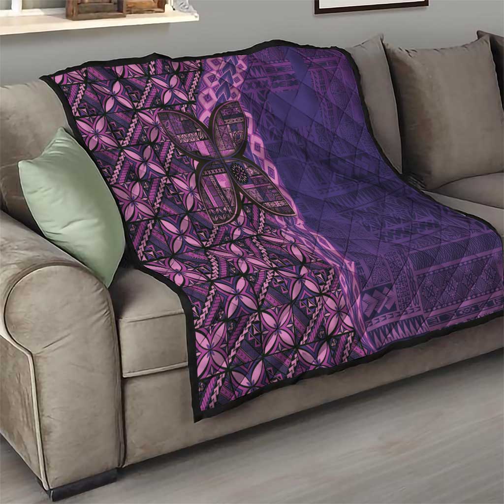 Samoan Pacific Tribal Flower Geometric Art Tattoos Quilt Siapo Pattern Purple Haze - Polynesian Pride