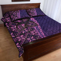 Samoan Pacific Tribal Flower Geometric Art Tattoos Quilt Bed Set Siapo Pattern Purple Haze - Polynesian Pride